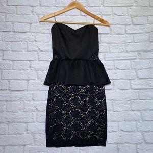 Mystic Mini Strapless Dress Black Floral Sz Small